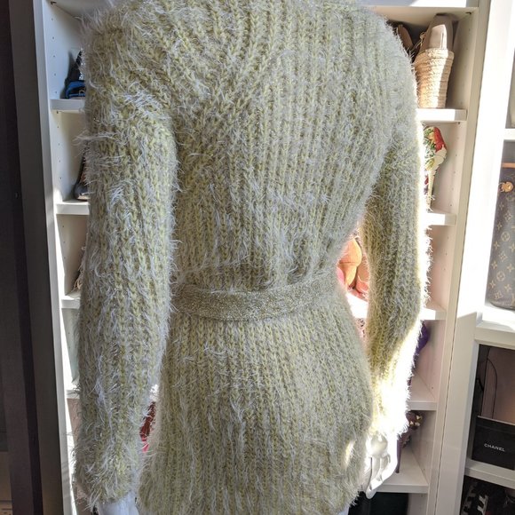 Anthropologie Yellow Larkin Shimmer Sweater Belted - Picture 10 of 10